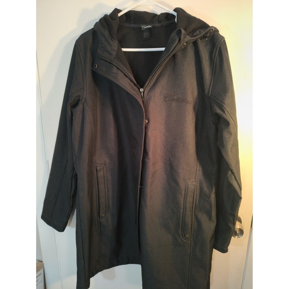Cadillac Collection Hooded Parka Jacket Womens XL Gray Long Softshell Coat Car